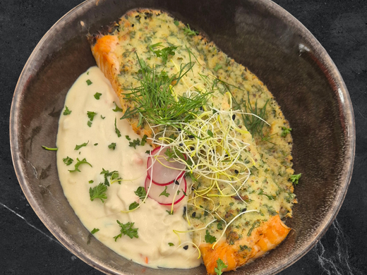 Zalm met kruidenkorst